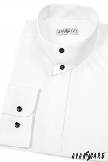 Pánská košile se stojáčkem na 2 knoflíky, dl.rukáv - V1-bílá