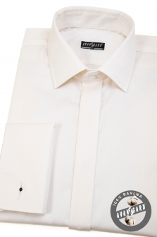 Pánská košile LUX s dvojitými manžetami na manžetové knoflíčky - Smetanová/ivory