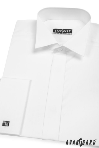 Pánská košile FRAKOVKA MK - s krytou légou - V1-bílá
