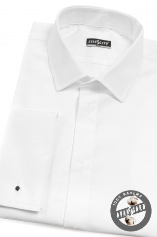 Pánská smokingová košile SLIM - krytá léga, MK - Bílá