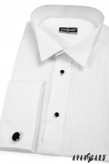 Pánská košile FRAKOVKA SLIM MK se sadou knoflíčků - V1-bílá