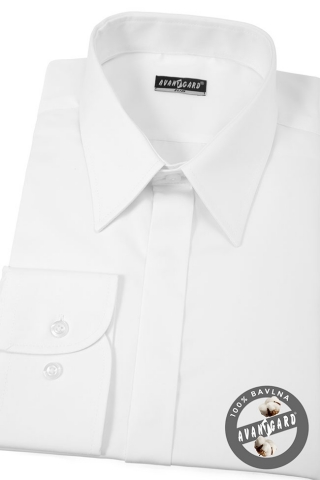 Pánská košile SLIM kr.léga - Bílá hladká s leskem