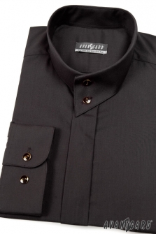 Pánská košile se stojáčkem na 2 knoflíky, dl.rukáv - V23-černá