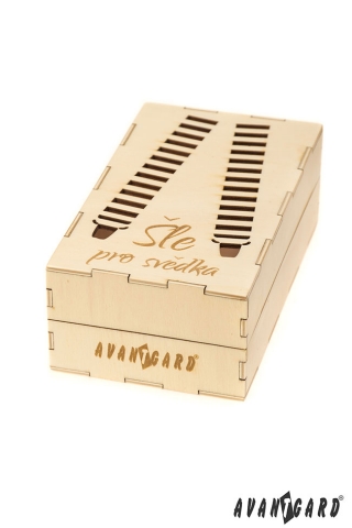 Dřevěná dárková krabička na šle "Pro svědka" - Přírodní dřevo