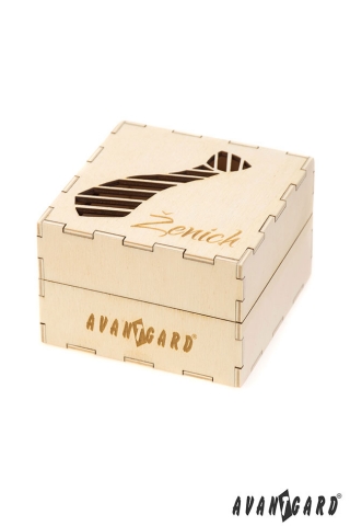 Dřevěná dárková krabička Ženich - Přírodní dřevo