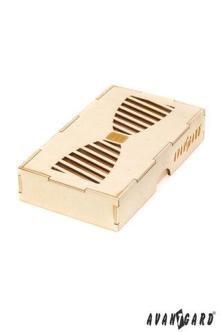 Dřevěná dárková krabička na motýlek - Přírodní dřevo
