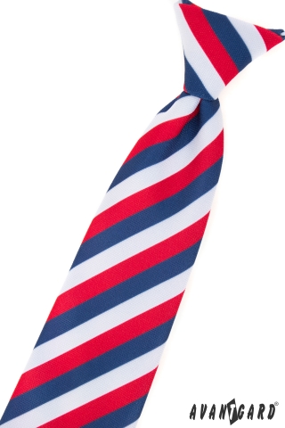 Chlapecká kravata"trikolóra" - Bílá/červená/modrá