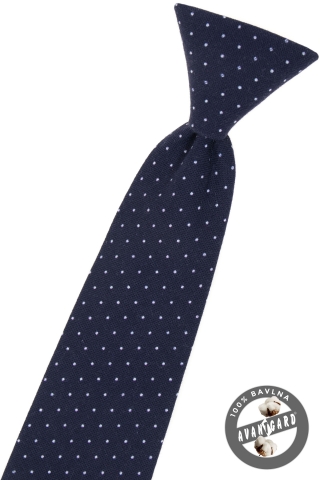 Chlapecká kravata - Modrá s bílým puntíkem