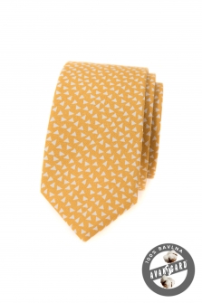 Kravata SLIM LUX bavlněná - Žlutá