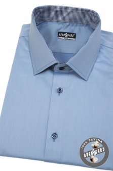 Pánská košile SLIM s krátkým rukávem - Modrá