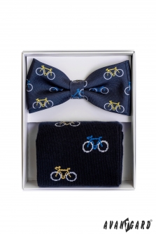 Set motýlek a ponožky - Modrá / vzor cyklistika