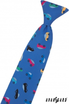 Chlapecká kravata - Modrá/auta