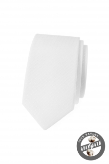 Kravata SLIM LUX bavlněná - Bílá
