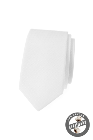 Kravata SLIM LUX bavlněná - Bílá