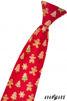Chlapecká kravata - Červená/perníček