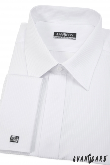Pánská košile KLASIK s krytou légou a dvojitými manžetami na manžetové knoflíčky - Bílá